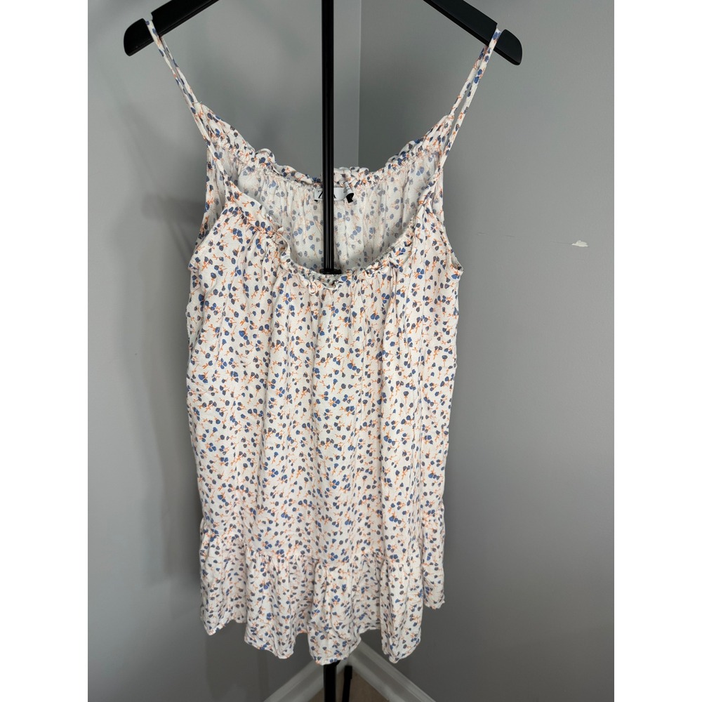 Zara Mini dress/Top/SZ Large White Floral Spaghetti Strap Boho Summer festival
